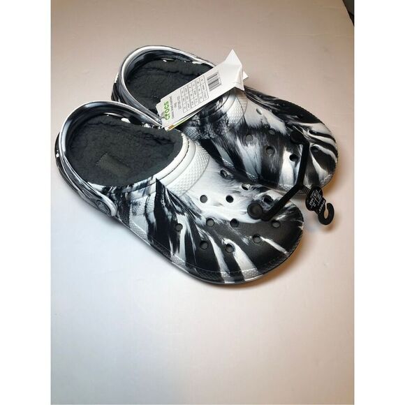Crocs Classic Lined Clog Marbled Black/ White Men Size 5/ Women\'s Size 7